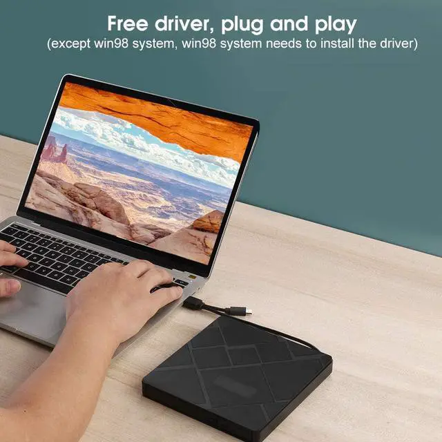 Alt view image 3 of 7 - Optical Drive, Optical DVD, CD/DVD/VCD Burning Drive High Speed External Drives, Universal External Bluray Optical Disc Drive, Multifunctional External CD and DVD Drives