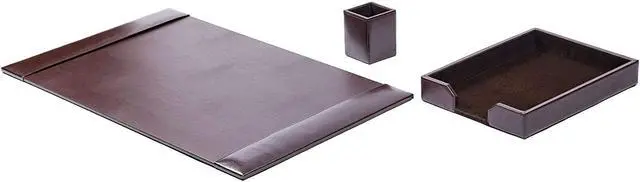 Alt view image 4 of 6 - Bonded Set Luxury Leather Desk Pad & Desk Organization Essentials, 3 Piece, Dark Brown