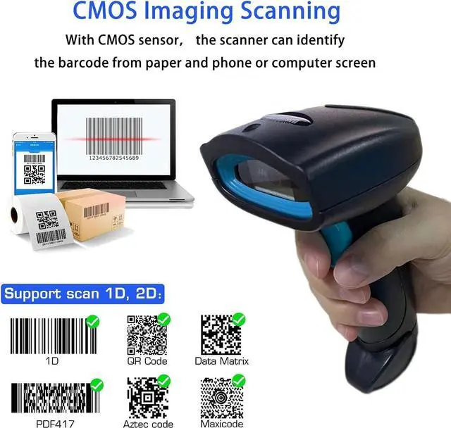 Alt view image 3 of 7 - Handheld 2D QR Code Scanner Wireless and Portable Mini 2D Bluetooth Barcode Scanner