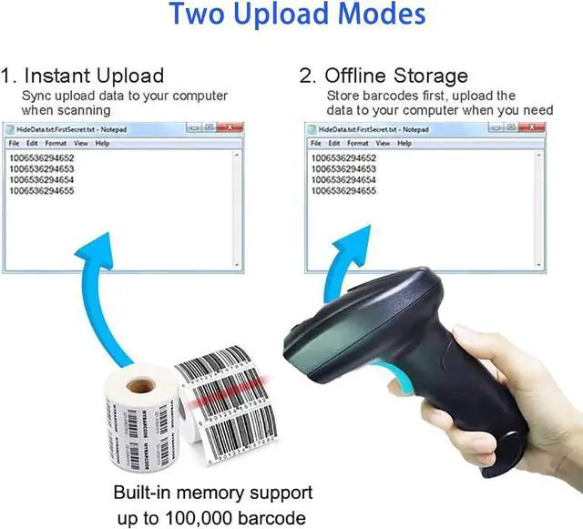 Alt view image 4 of 7 - Handheld 2D QR Code Scanner Wireless and Portable Mini 2D Bluetooth Barcode Scanner
