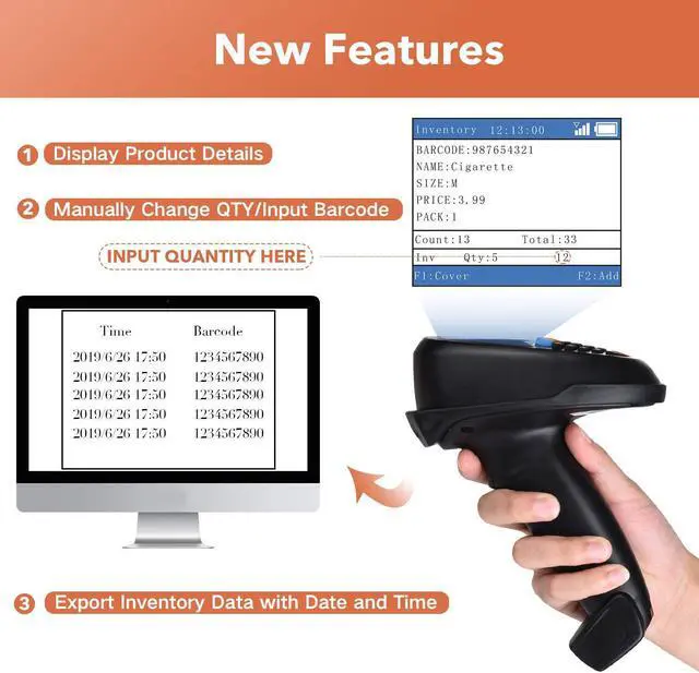 Alt view image 3 of 7 - Trohestar N6 Wireless Barcode Scanner Inventory Scanner CCD Handheld Barcode Scanner with 2.4GHz Wireless & Wired Connection Portable Barcode Reader for Windows, Mac, Android, iOS