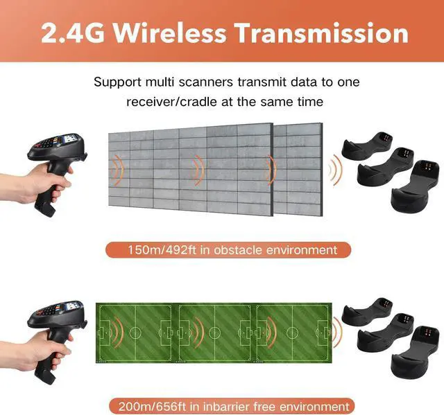 Alt view image 7 of 7 - Trohestar N6 Wireless Barcode Scanner Inventory Scanner CCD Handheld Barcode Scanner with 2.4GHz Wireless & Wired Connection Portable Barcode Reader for Windows, Mac, Android, iOS