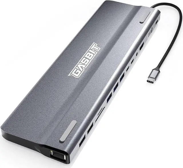 Main image of Docking Station Dual Monitor 14 in 1. for MacBook Pro/Air, Dell, Lenovo, HP - 4K HDMI, VGA, Ethernet RJ 4;5 SD/MicroSD Card Reader; 2 USB 2.0; 3 USB 3.0; 2 USB-C Data; 1 USB-C PD & Audio Jack