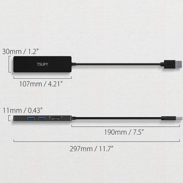 Alt view image 6 of 7 - USB Hub 3.0, TSUPY 5 in 1 Multiport Adapter USB 3.0 Hub with SD Micro SD Card Reader, 3 USB 3.0 Ports Compatible for Laptop, MacBook, PC, Printer,Surface Pro, USB Flash Drives