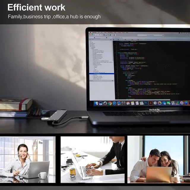 Alt view image 7 of 7 - USB C Hub, RUBU 6 in 1 Type C to Multi Port Adapter Ultra-Slim USB Hub with 20W PD, USB-C Data Port, USB 2.0 USB 3.0 5Gbps and SD/TF Docking Station, for Mac Book Pro & PC and More