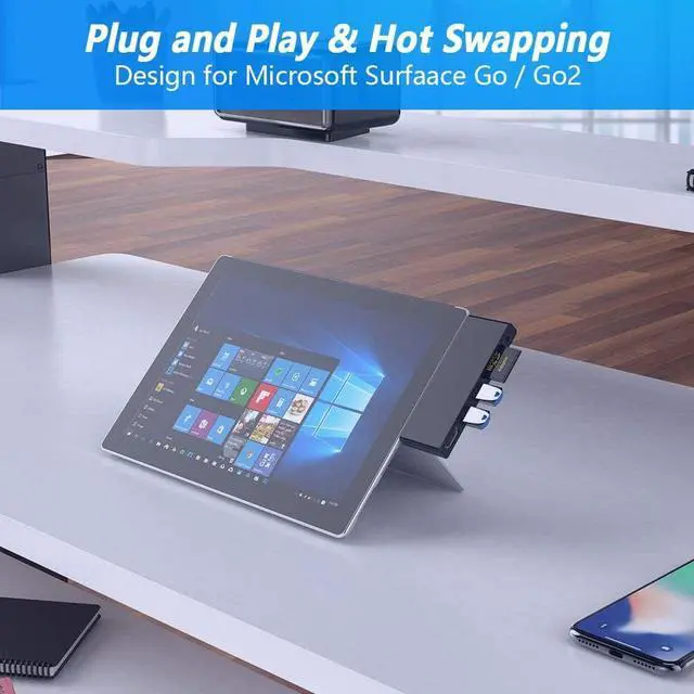 Alt view image 7 of 7 - Surface Go/Go 2/Go 3 Docking Station, 6 in 2 USB C Hub HDMI Adapter, Surface Go with 4K HDMI, 2 USB 3.0 Ports(5Gbps), 3.5mm Earphones Jack, SD/TF Card Reader for Surface Go1/Go 2/Go 3
