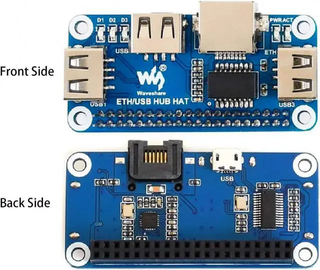 Alt view image 6 of 7 - for Raspberry Pi 4B/3B+/3B/2B/Zero/Zero W/Pi Zero 2 W/ 2 WH, Ethernet/USB HUB HAT Board with RJ45 10/100M Ethernet Port and 3X USB Ports, Compatible with USB2.0/1.1