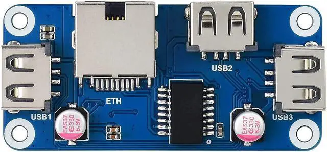 Main image of Waveshare Ethernet/USB HUB HAT (B) for Raspberry Pi Series 1x RJ45 Ethernet Port 3X USB 2.0 Ports
