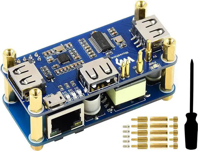 Main image of Power Over Ethernet PoE Ethernet/USB HUB HAT Expansion Board for Raspberry Pi Zero/Zero W/Zero WH,with 3X USB 2.0 Ports, Ethernet Port, Support IEEE 802.3af-Compliant PoE Network Standard