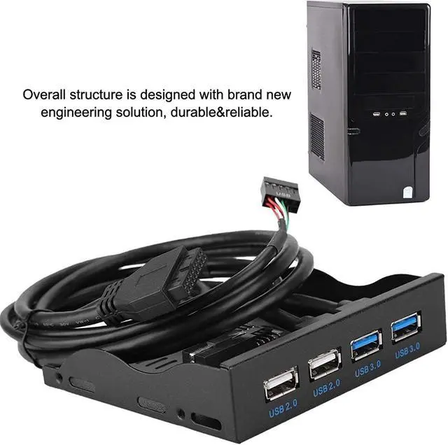 Alt view image 5 of 7 - 3.5in USB Front Panel, High Speed 4 Ports 2 USB 3.0+2 USB 2.0 Hub, 19PIN/9 Pin 3.5 inch Metal Front Panel Connector, for PC Computer Motherboard
