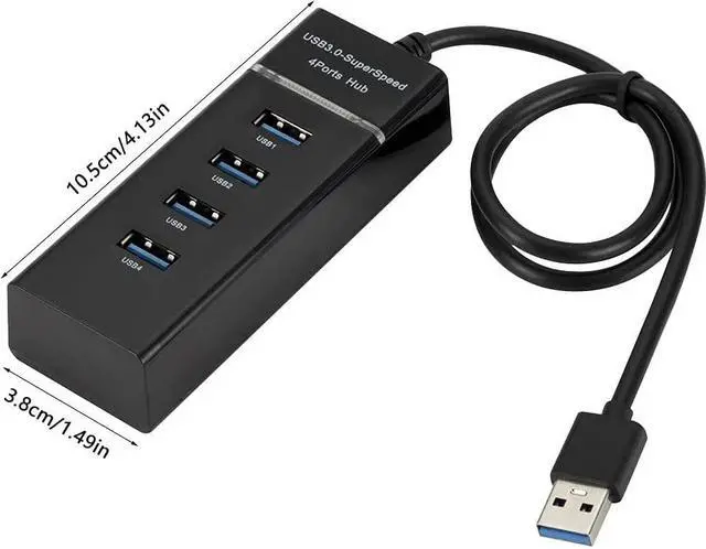 Main image of USB3.0 Extender Multi-Port USB 1 to 4 Cable Adapter Laptop Hub Docking Station 4-Port Hub with 5Gbps Data Transmission Speed (Color : Black) (Black)