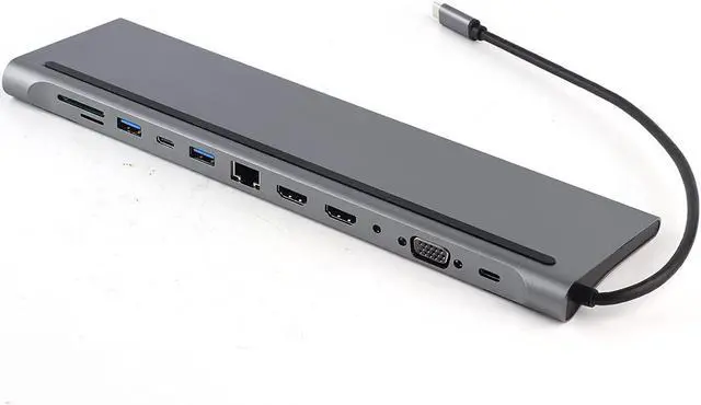 Main image of 12-in-1 Docking Station Type-c to Dual Hdmi Same Screen Display USB Vga Pd Fast Charging Rj45 Docking Station.