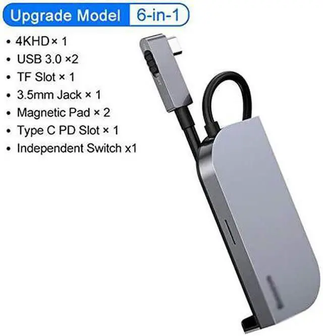 Alt view image 2 of 4 - 6 in 1 USB C HubType C Hub to 4K HD USB 3.0 PD Port 3.5mm Jack USB-C USB Hub Adapter