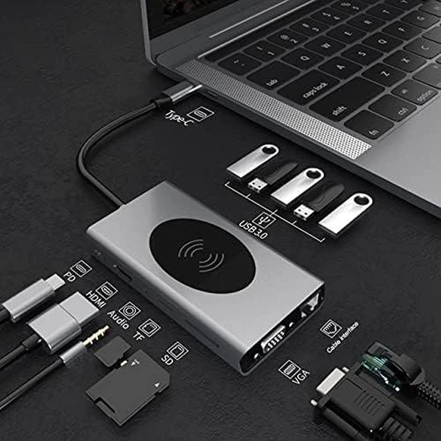 Alt view image 3 of 6 - USB Type C Hub USB 3.0 Type-C Hub to Adapter 4K Thunderbolt 5 USB C Hub with TF SD Reader Slot PD