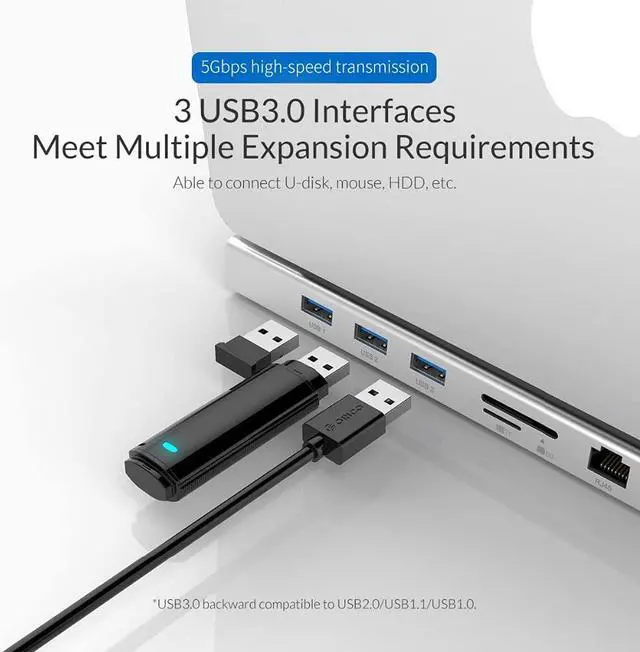 Alt view image 5 of 6 - 10 in 1 Type-c HUB TF&SD Card Reader VGA Mini DP HDMI-Compatible RJ45 PD Charger USB3.1 Laptop Hub