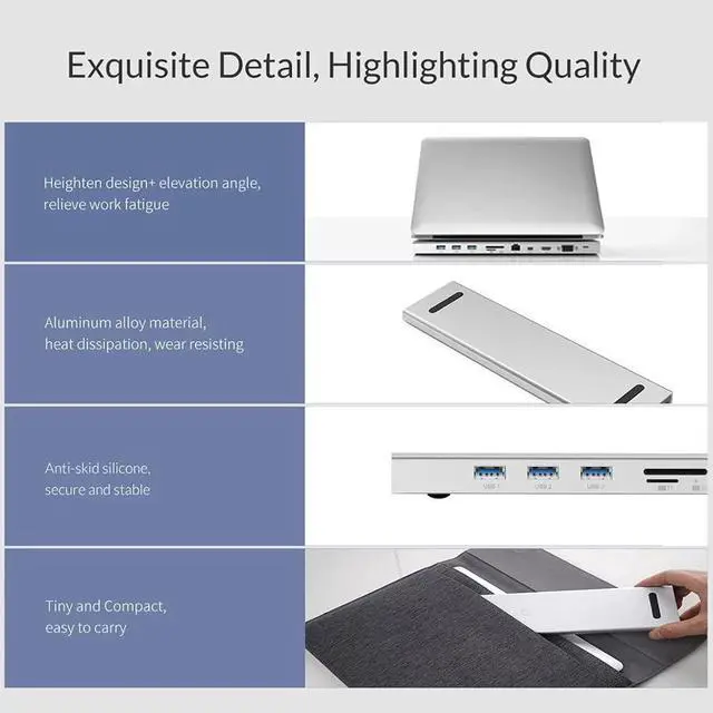 Alt view image 6 of 6 - 10 in 1 Type-c HUB TF&SD Card Reader VGA Mini DP HDMI-Compatible RJ45 PD Charger USB3.1 Laptop Hub