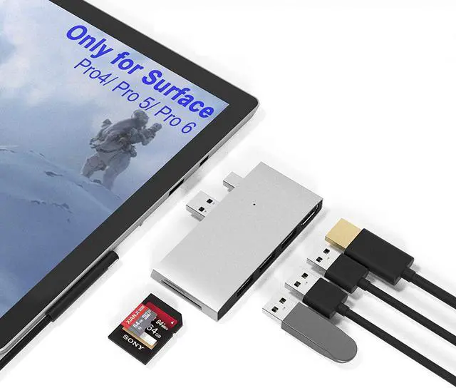 Main image of Surface Pro Docking Station, Surface Pro 4/5/6 Hub Dock with 4K HDMI Adapter, 3 x USB 3.0 Ports, SD/Micro SD Card Reader for Microsoft Surface Pro 4/ Pro 5/ Pro 6