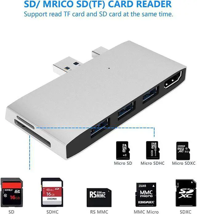 Alt view image 3 of 7 - Surface Pro Docking Station, Surface Pro 4/5/6 Hub Dock with 4K HDMI Adapter, 3 x USB 3.0 Ports, SD/Micro SD Card Reader for Microsoft Surface Pro 4/ Pro 5/ Pro 6