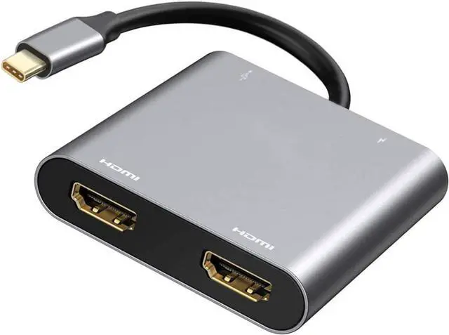 Main image of USB C to Dual HDMI Adapter, 4 in 1 USB Type C Hub with 2 HDMI4K@30Hz/USB3.0 /PD Charging, Dual Screen Display USB-C Docking Station for Windows, MacOS