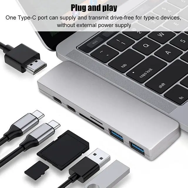 Alt view image 3 of 7 - Vbestlife USB Hub, 7 in 1 Type C Multi-Function HUB Adapter Dual Type?C HUB Multiport Adapter 4K HDMI USB Adapter Converter for OS X for chromebook Pixel 2
