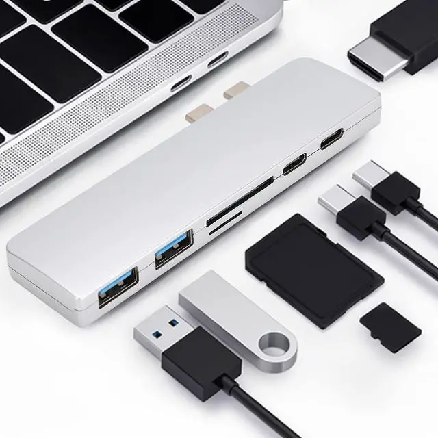 Alt view image 6 of 7 - Vbestlife USB Hub, 7 in 1 Type C Multi-Function HUB Adapter Dual Type?C HUB Multiport Adapter 4K HDMI USB Adapter Converter for OS X for chromebook Pixel 2