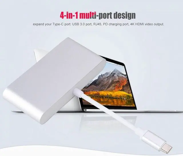 Alt view image 2 of 7 - Type C to USB Adapter, 4K HD Type C Hub USB3.0/RJ45/HDMI/PD Professional Portable for Home for Business for Travel Use for Office