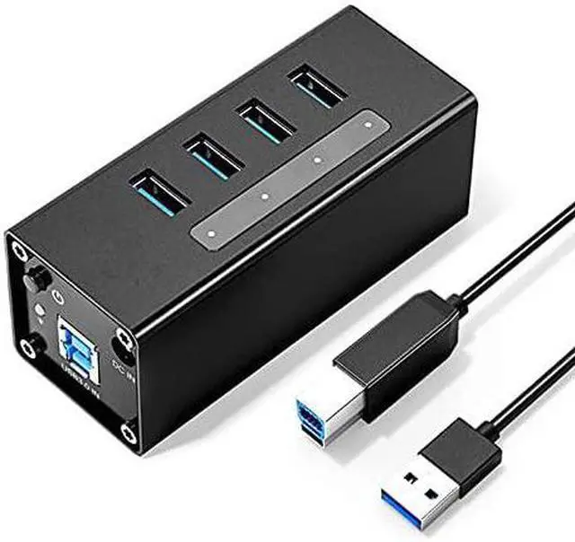Alt view image 2 of 7 - USB Hub Aluminum 4 Port USB3.0 Splitter USB HUB Support BC1.2 Charging with 12V2A Power Adapter for Laptop PC Accessories (Color : Silver) (Silver)