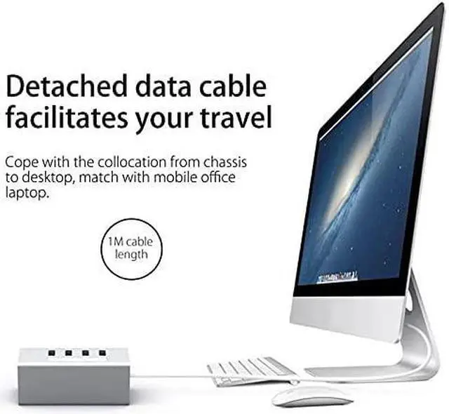 Alt view image 4 of 7 - USB Hub Aluminum 4 Port USB3.0 Splitter USB HUB Support BC1.2 Charging with 12V2A Power Adapter for Laptop PC Accessories (Color : Silver) (Silver)