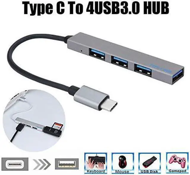 Alt view image 2 of 2 - Type-C to 4 USB Hub Expander Thin Mini Portable 4-Port USB 2.0 Hub USB Power Interface Laptop Tablet Comput