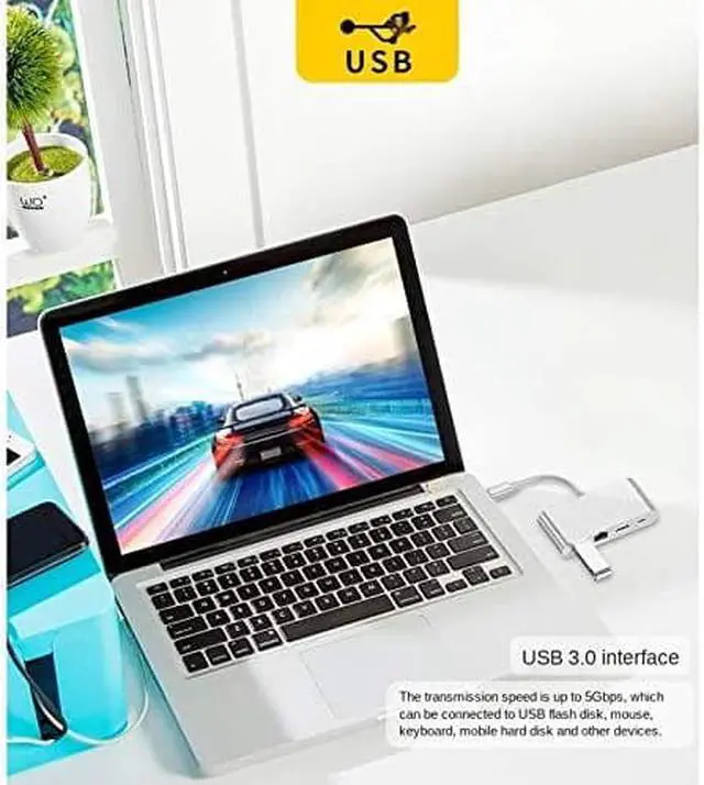 Alt view image 7 of 7 - TWDYC Type-C to HDMI-Compatible Four in One Converter Network Card Hub Docking Station HDMI-Compatible/USB Splitter 3.0 Hub