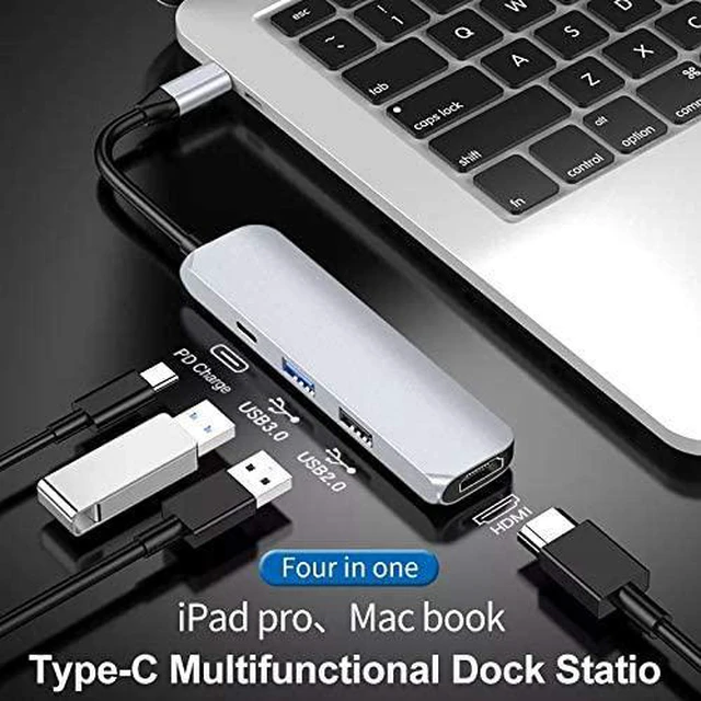 Alt view image 5 of 6 - USB C Hub Tipo C Hub USB 3.0 Porta PD Adaptador de Alimentacao USB-C Divisor Hub