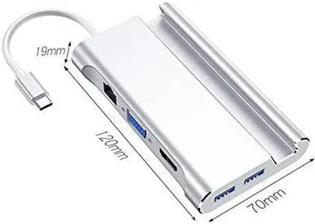 Alt view image 5 of 5 - Type-C Docking Station Mobile Phone Bracket USB Splitter Hub Expands HDMI-Compatible + Network Port + VGA + Hub