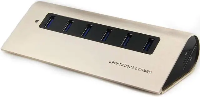 Main image of 6 Port USB3.0 HUB One Point Six USB2.0/3.0 Docking Station Card Computer Notebook U Disk Multi-Port Splitter (Color : Gold) (Gold)