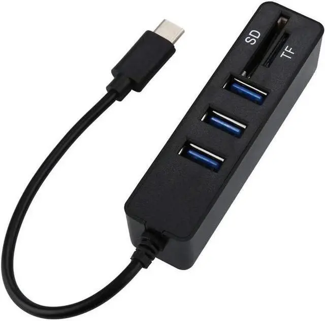 Main image of Type C HUB Card Reader 2 in 1 Type-C OTG USB 2.0 Hub Splitter Combo 3-Port SD/TF Card Reader USB 2.0 Hub Splitter 2.0 Multi USB (Color : Black)