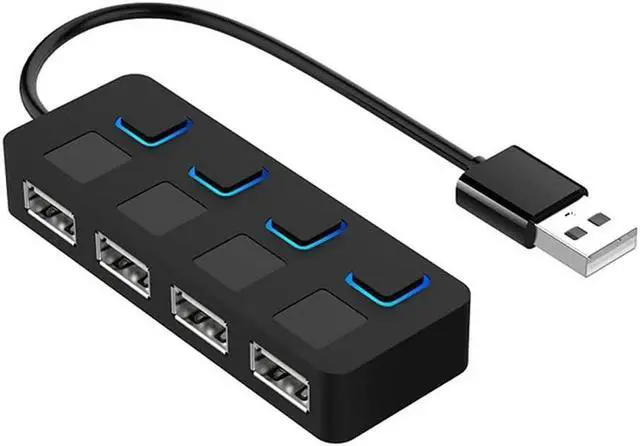 Main image of XJJZS USB 2.0 HUB Multi USB Splitter 4 Port Expander Multiple USB 2.0 Hub Use Power Adapter USB2.0 Hub with Switch for PC Computer (Color : Black)