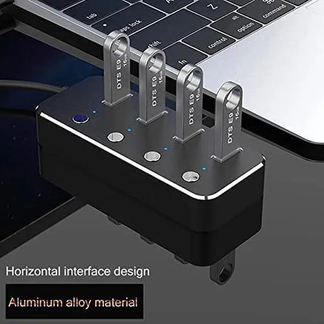 Alt view image 3 of 6 - Aluminum Alloy 4 Port USB 3.0 Hub Sub-Control Switch HUB 60/120cm Cable Upto 5Gbps Splitter (Color : Silver) (Black)