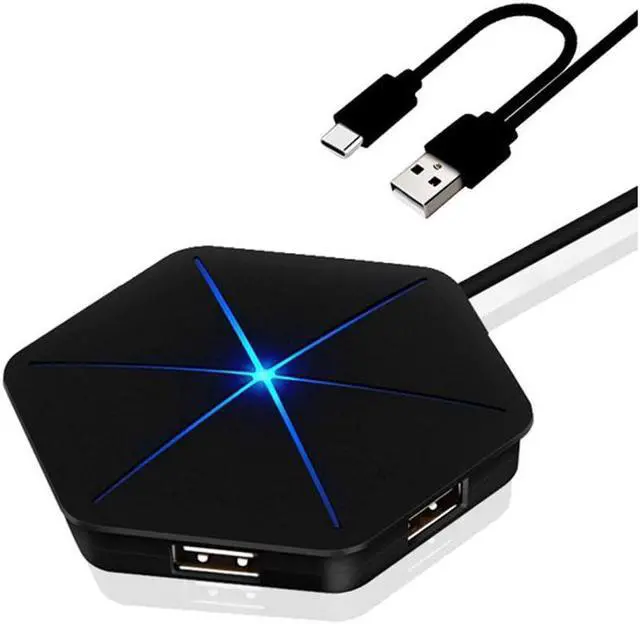 Main image of USB Hub 6 Port USB2.0 Hub 1m Cable Splitter with TF SD Card Reader Cool Light Charging USB 2.0 3.0 Hub for Multi-Device Desktop Laptop