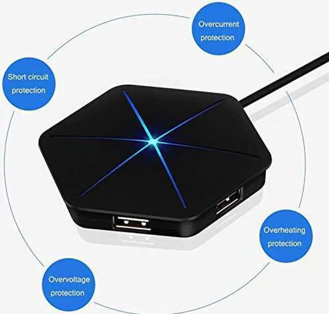 Alt view image 4 of 5 - USB Hub 6 Port USB2.0 Hub 1m Cable Splitter with TF SD Card Reader Cool Light Charging USB 2.0 3.0 Hub for Multi-Device Desktop Laptop