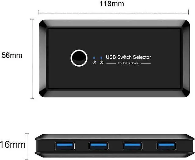 Alt view image 2 of 6 - USB 3.0 Switch Hub Selector 2 PCs Sharing 4 Devices for Keyboard Mouse Printer