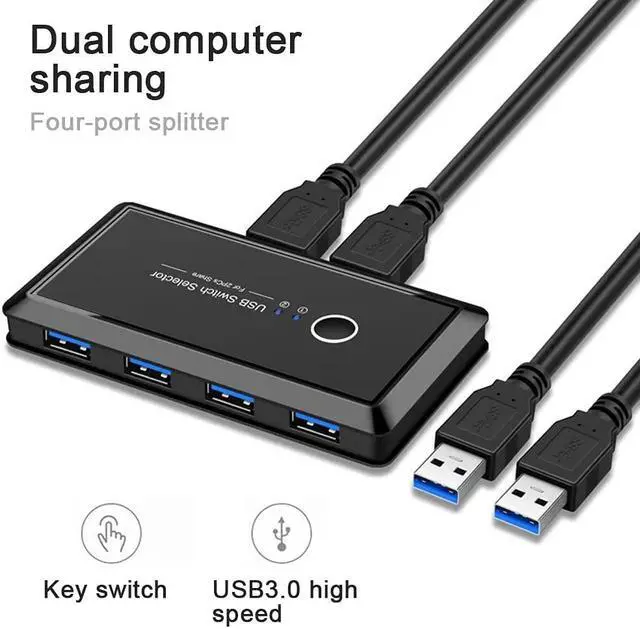 Alt view image 6 of 6 - USB 3.0 Switch Hub Selector 2 PCs Sharing 4 Devices for Keyboard Mouse Printer