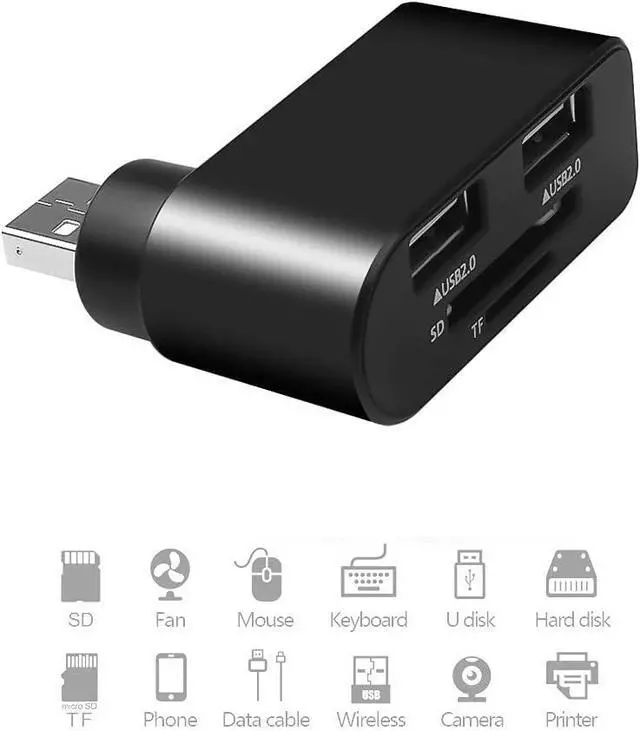 Alt view image 4 of 6 - USB Hub 2.0 SD TF Card Reader Adapter Splitter Power Interface USB Card Reader for Computer Laptop PC