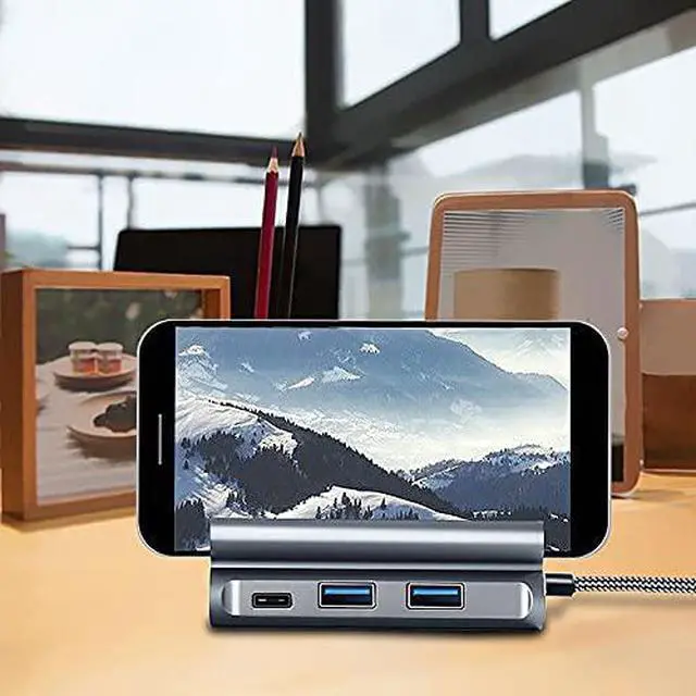 Alt view image 2 of 6 - SHYPT Type C HUB Docking Station USB-C to HDMI Dock Power Adapter Vertical Base with Bracket