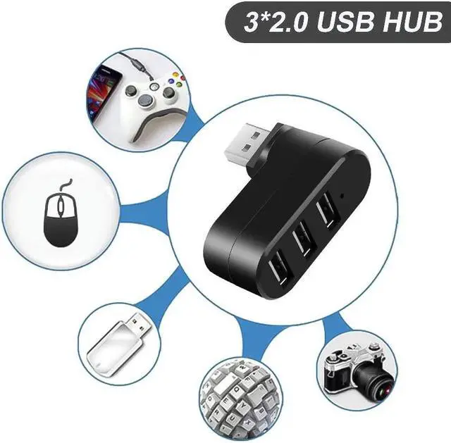 Alt view image 6 of 6 - USB Hubs 3 Port USB 2.0 Hub Mini Rotate Splitter Adapter Hub for PC Notebook Laptop USB 2.0 Splitter Hub