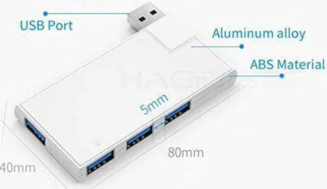 Alt view image 2 of 7 - 180 Degree Rotation USB 3.0 HUB Super Speed External 4 Port USB Splitter Port Air Laptop PC Computer USB Hub (Color : White) (Black)