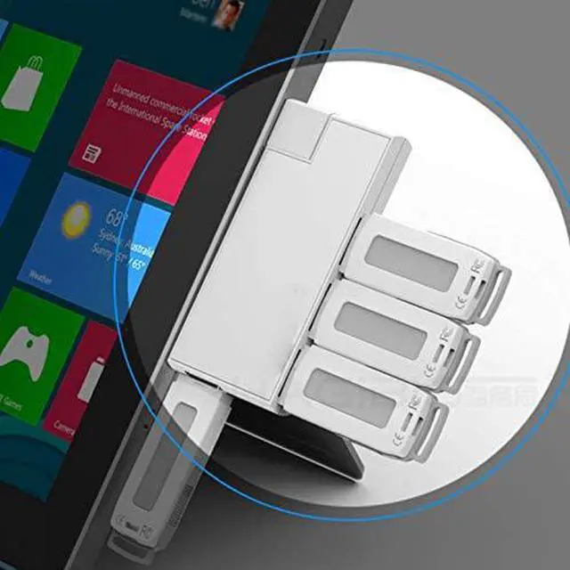 Alt view image 6 of 7 - 180 Degree Rotation USB 3.0 HUB Super Speed External 4 Port USB Splitter Port Air Laptop PC Computer USB Hub (Color : White) (Black)