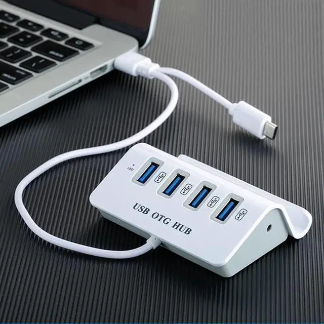 Alt view image 2 of 6 - Multifunctional 4-Port USB 3.0 Hubs with Tablet Stand Holder Type-C USB Hub Power Supply Adpter Splitter for PC Laptop Computer