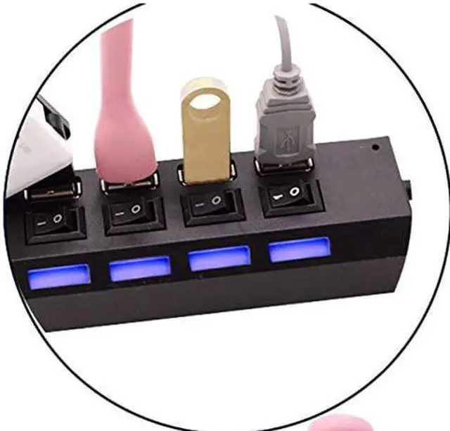 Alt view image 2 of 2 - USB Power Adapter 7 Port Multiple Expander 2.0 USB Hub with Switch for PC Multi-Interface (Color : Black) (Black)