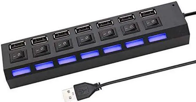 Main image of USB Hub USB Power Adapter 7 Port Multiple Expander 2.0 USB Hub with Switch for PC Multi-Interface (Color : White) (White)