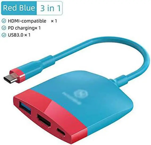 Alt view image 2 of 7 - Multi-Function Portable Docking Station USB C to 4K HDMI-Compatible USB 3.0 PD for MacBook Pro (Color : Red Blue)