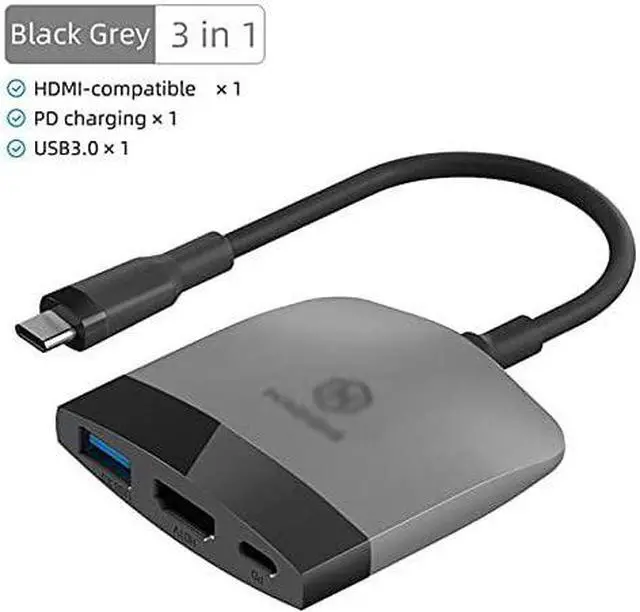Alt view image 2 of 7 - Multi-Function Portable Docking Station USB C to 4K HDMI-Compatible USB 3.0 PD for MacBook Pro (Color : Black Grey)